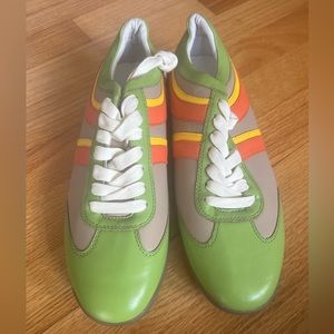 New Hugo Boss Green Leather Sneaker Shoes Lace Up Low Top Sneakers Size 7.5